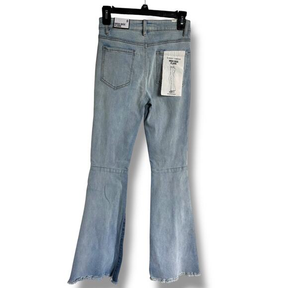 Almost Famous Womens Jeans Size 0 High Rise Flare Colorblock Raw Hem Patchwork - Picture 4 of 8